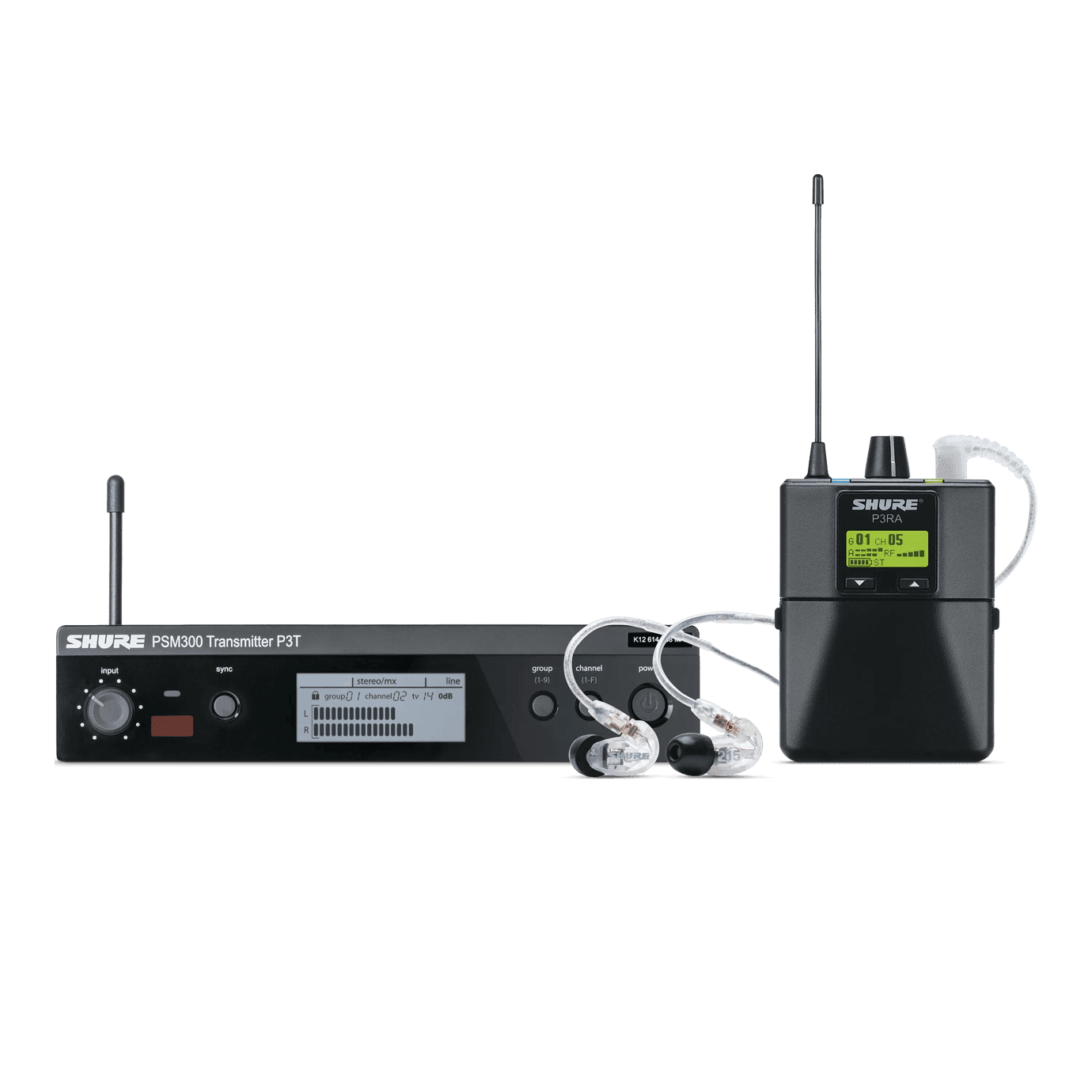 SHURE (舒尔) P3TCNRA215CL комплект с поясным передатчиком (1 приёмник / 1 передатчик)