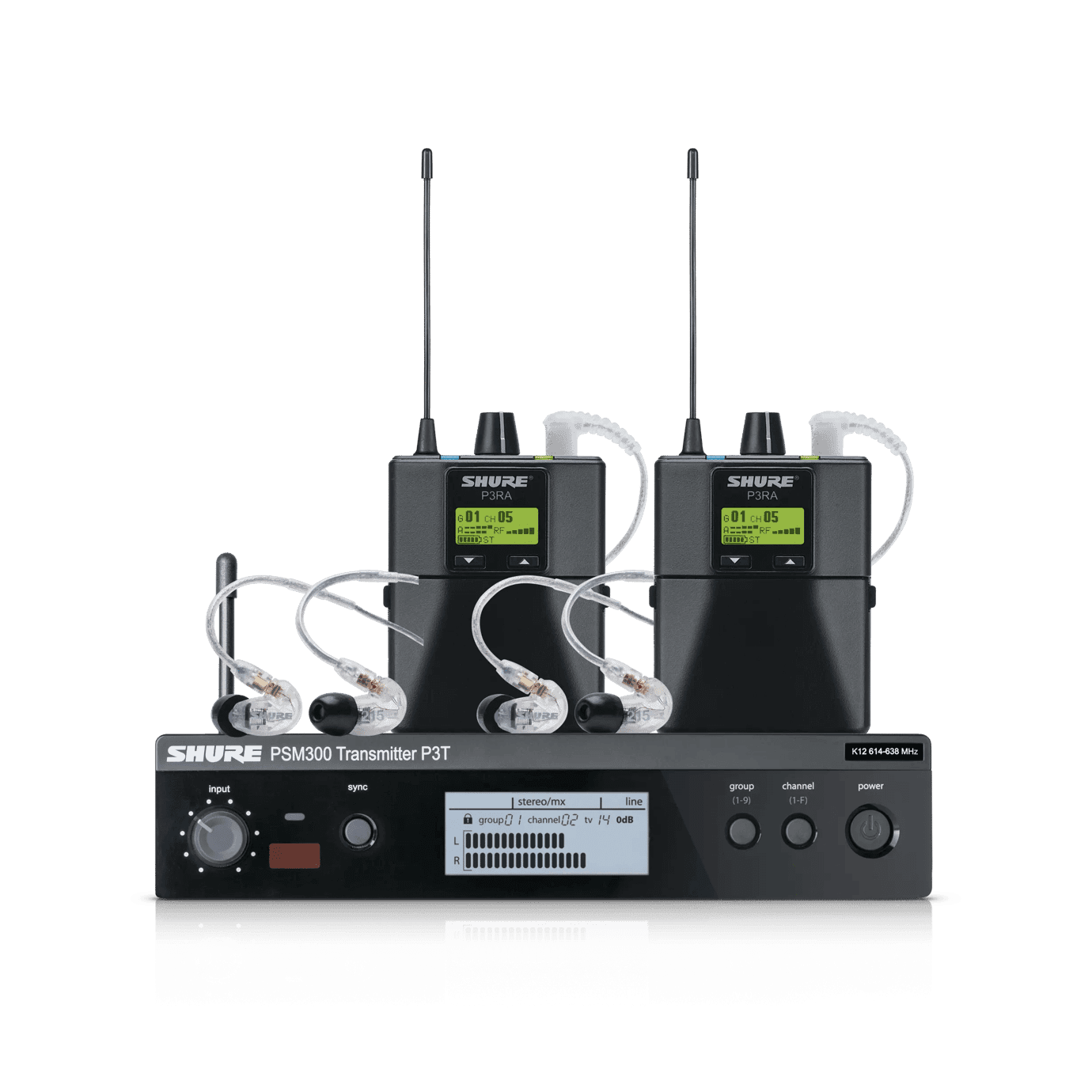 Shure P3TCNRA215TWP с двумя поясными приёмниками